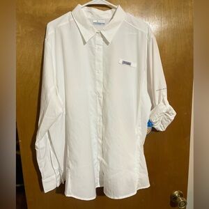 Columbia Men's Crisp White Button Down Shirt
